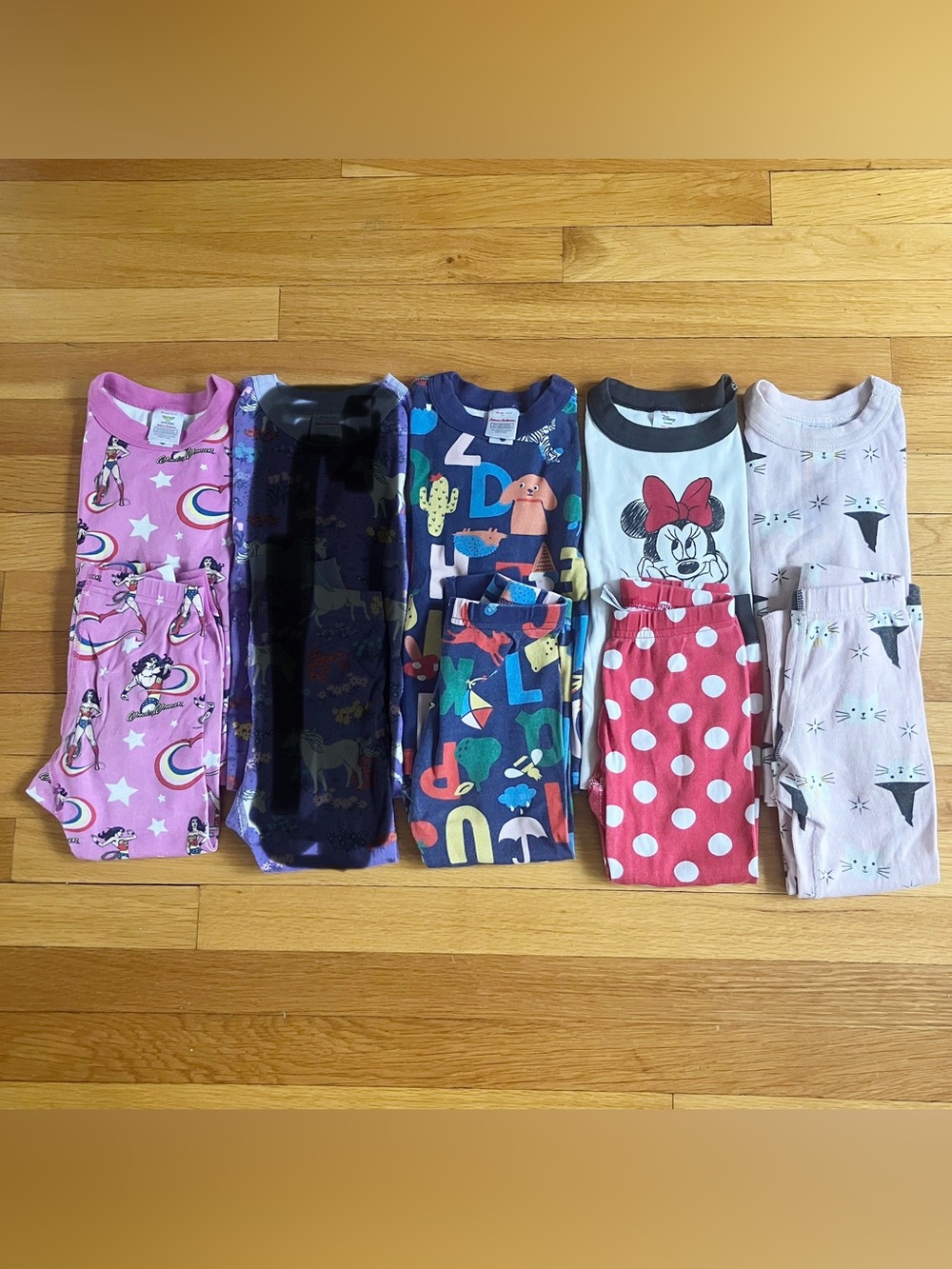 Hanna Andersson Cotton Wonder Woman Minnie Mouse Halloween ABC Pajamas 90 3T